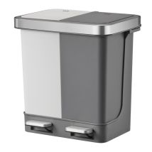 Pedaalemmer EKO Hana Duo afvalscheiding 2x10 liter wit/grijs