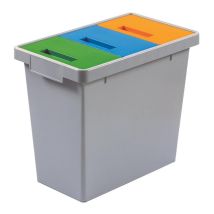 Afvalscheidingsbak 40 liter 3 compartimenten grijs/groen/geel/blauw