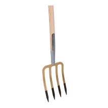 Spitvork - 4 tanden - Essenhouten steel - 85 centimeter