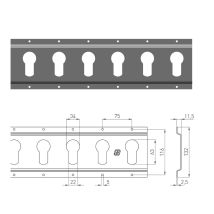 Bindrail 1803 Horizontaal Verzinkt Staal Technische Tekening Afmetingen in mm