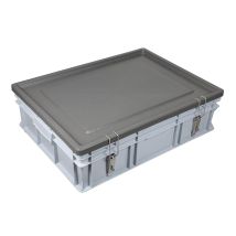 Euronorm Virgin Stapelbak 90 liter Grijs 800 x 600 x 220 mm met deksel