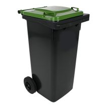 Minicontainer 120 liter Grijs met Groene Deksel - DIN-opname