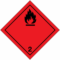 Gevaarsetiket klasse 2.1 100 x 100 mm zelfklevend papier op rol - 1000 stuks
