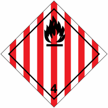 Gevaarsetiket klasse 4.1 100 x 100 mm zelfklevend PE op rol - 1000 stuks