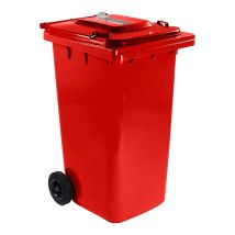 Stemcontainer 240 liter rood met slot en sleuf