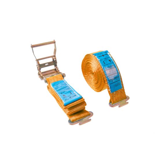 Spanband 50 mm. 1,2 ton 9M Oranje met E-track fitting (Spanband)
