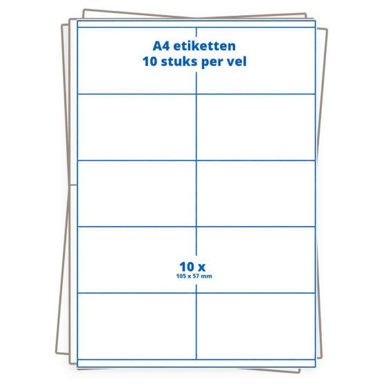 A4 etiket 10 per vel 105x57 mm - 100 vellen