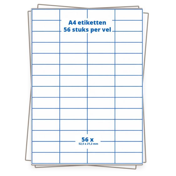 A4 etiket 56 per vel 52,5×21,2 mm - 100 vellen