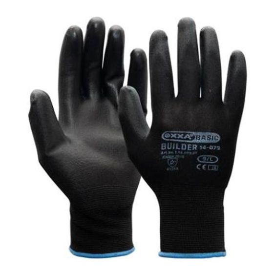 Werkhandschoenen Oxxa Builder Pu Polyester zwart maat 8