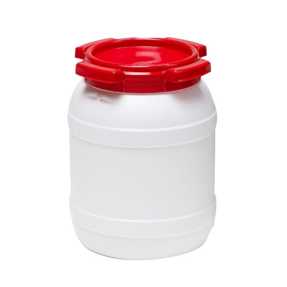 Wijdmondvat 7006 Wit met Rood deksel 6,4 liter