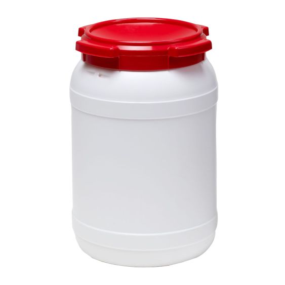 Wijdmondvat 7020 Wit met Rood deksel 20 liter