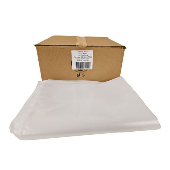 Puinzak LDPE 60 liter T150 Transparant 60x80 cm - 100 stuks