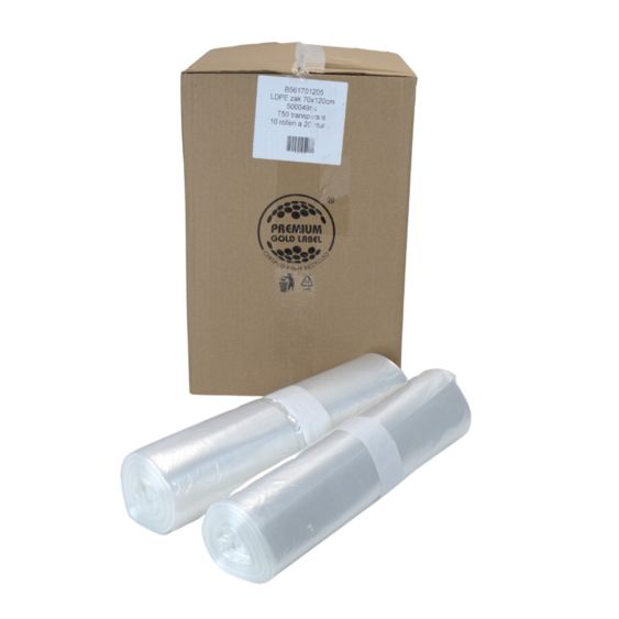 Afvalzak LDPE 70x120 cm T50 Transparant - 200 Zakken