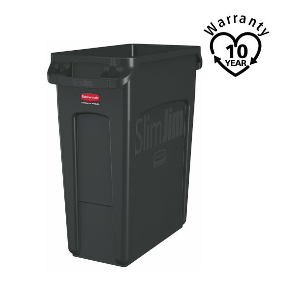 Rubbermaid Container Slim Jim Zwart met Luchtsleuven 60 L - warranty