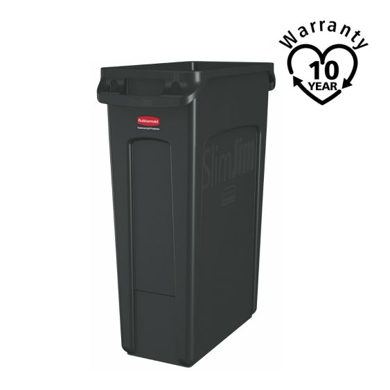 Rubbermaid Container Slim Jim Zwart met Luchtsleuven 87 L - warranty