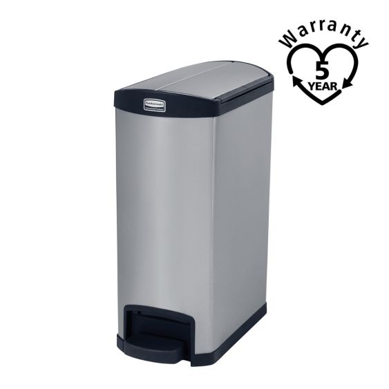 Rubbermaid RVS / Zwart Pedaalcontainer End Step 50 Liter - warranty