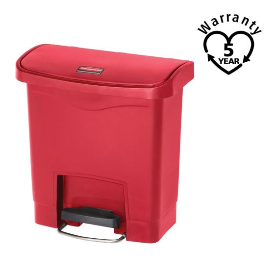 Rubbermaid Kunststof Pedaalcontainer Front Step Rood 15 L - warranty