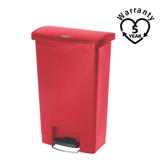 Rubbermaid Kunststof Pedaalcontainer Front Step Rood 50 L - warranty