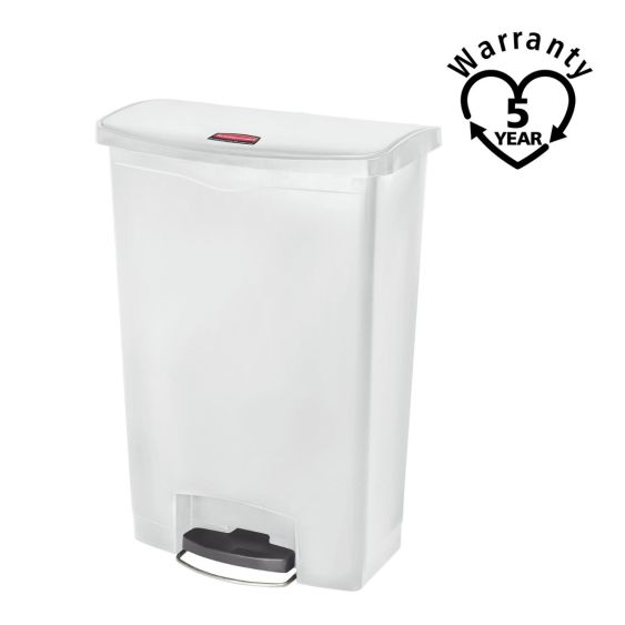 Rubbermaid Kunststof Pedaalcontainer Front Step Wit 90 L - warranty