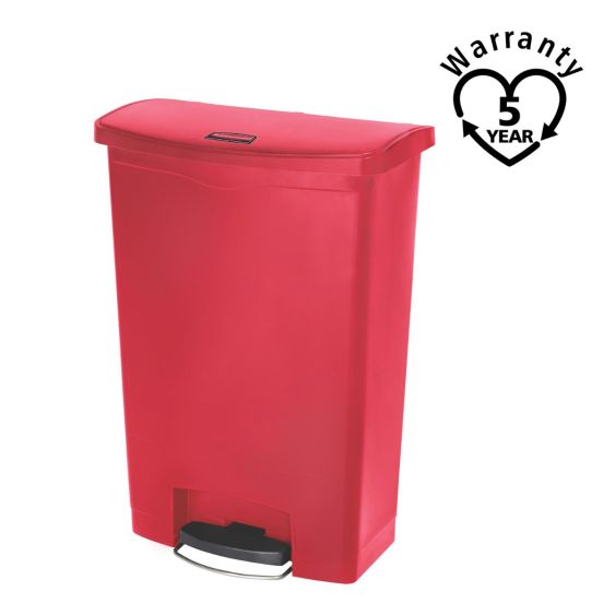 Rubbermaid Kunststof Pedaalcontainer Front Step Rood 90 L - warranty