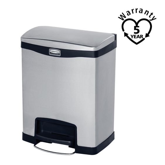 Rubbermaid RVS / Zwart Pedaalcontainer Dubbele Binnenbak 30 L - warranty
