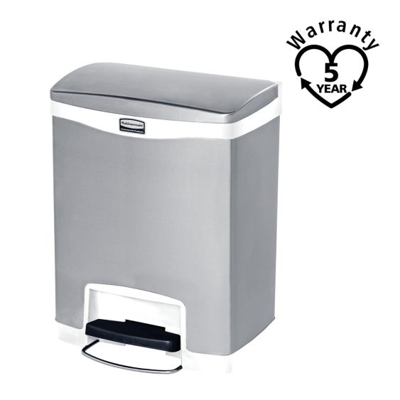 Rubbermaid RVS / Zwart Pedaalcontainer Front Step 30 Liter - warranty