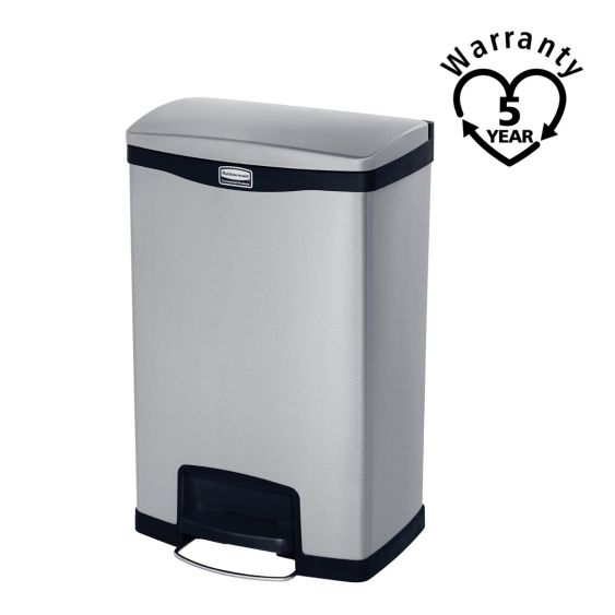 Rubbermaid RVS Pedaalcontainer Front Step 50 Liter - Kleur naar Keuze - warranty