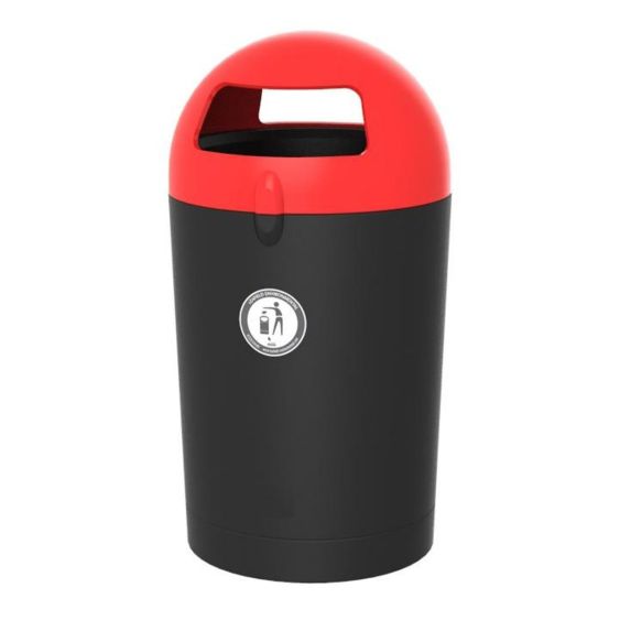 Buitenafvalbak Metro Dome 100 Liter Zwart Rood