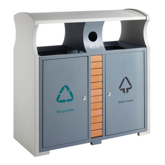 Buitenafvalbak afvalscheiding 2x39 liter grijs