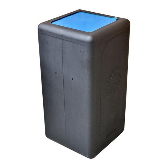 Afvalbak Circulair met klepdeksel 65 liter zwart/blauw