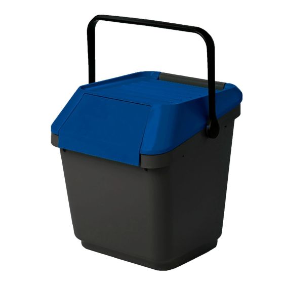 Afvalbak EasyMax 35 liter grijs/blauw