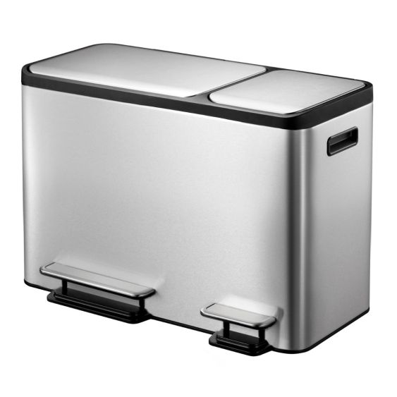 Pedaalemmer EKO EcoCasa Afvalscheiding 12+24 liter mat RVS