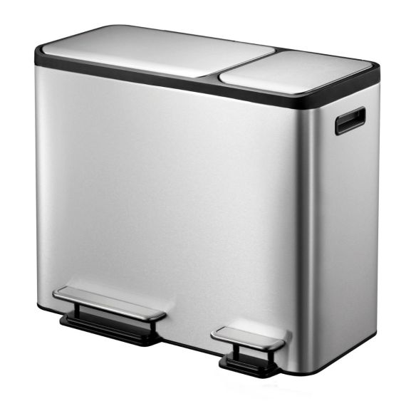 Pedaalemmer EKO EcoCasa Afvalscheiding 30+15 liter mat RVS