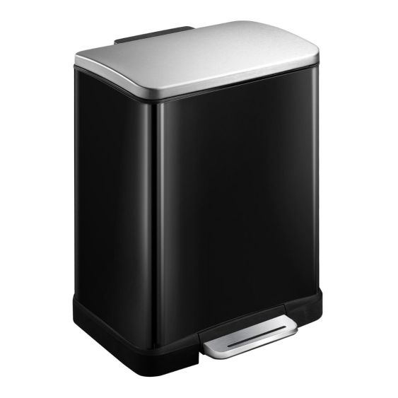 Pedaalemmer EKO E-Cube Afvalscheiding 10+9 liter zwart glanzend/mat RVS