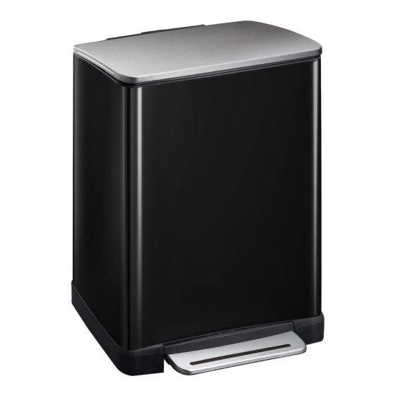Pedaalemmer EKO E-Cube Afvalscheiding 28+18 liter zwart glanzend, mat RVS