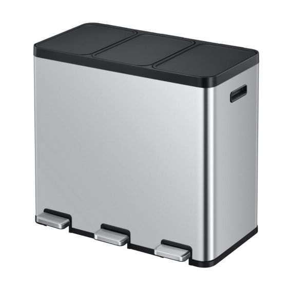 Pedaalemmer EKO Essential 1 Afvalscheiding 3x20 liter mat RVS