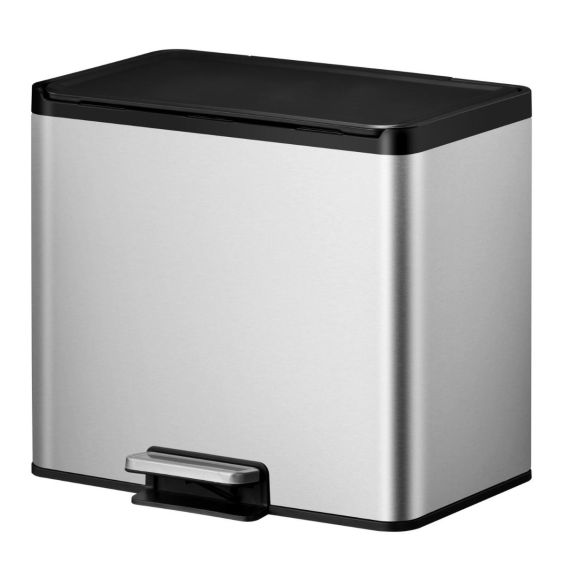 Pedaalemmer EKO Essential 2 Afvalscheiding 2x15 liter mat RVS
