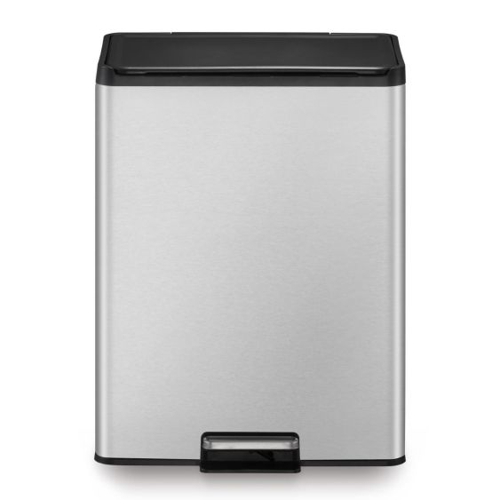 Pedaalemmer EKO Essential afvalscheiding 2x20 liter mat RVS