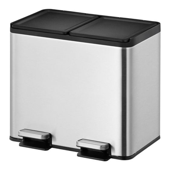 Pedaalemmer EKO Essential afvalscheiding 2x10 liter mat RVS