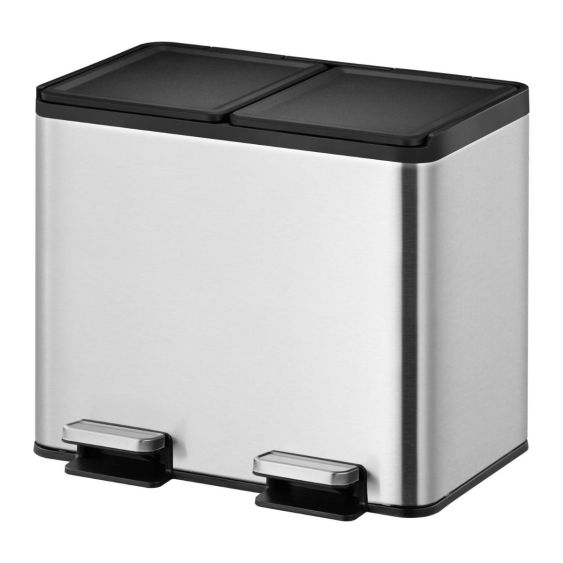 Pedaalemmer EKO Essential afvalscheiding 2x15 liter mat RVS