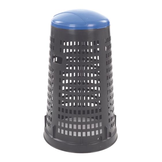 Afvalbak geperforeerd 110 liter zwart/blauw