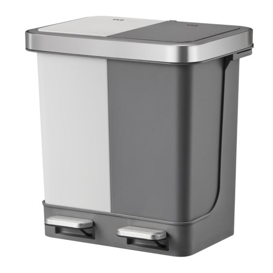 Pedaalemmer EKO Hana Duo afvalscheiding 2x10 liter wit/grijs