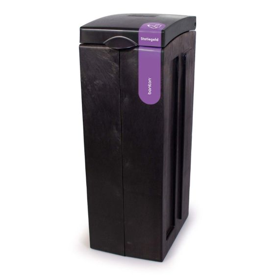 Afvalbak modulair Statiegeld 70 liter dicht zwart/paars
