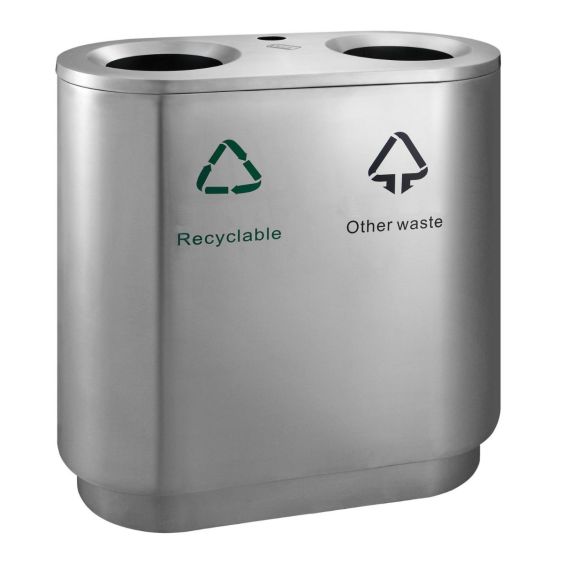 Afvalbak V-Part Afvalscheiding 2x41 liter mat RVS