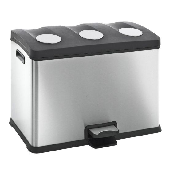 Pedaalemmer EKO Rejoice afvalscheiding 3x12 liter mat RVS