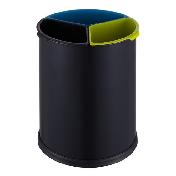 Afvalscheidingsbak rond V-part 3x3,5 liter zwart