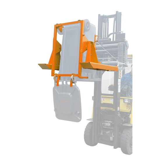 Afvalcontainer Kantelaar Bauer Oranje 1020 mm 250 kg afvalcontainer aan het legen