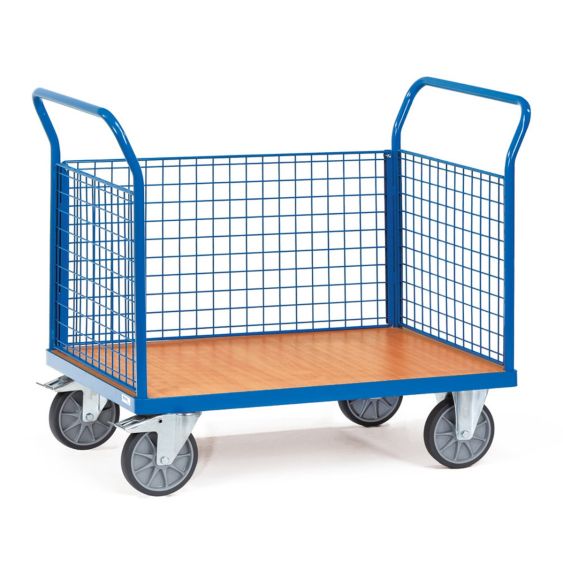 Plateauwagen 500 Kg 850x480 mm met 3 Gaaswanden