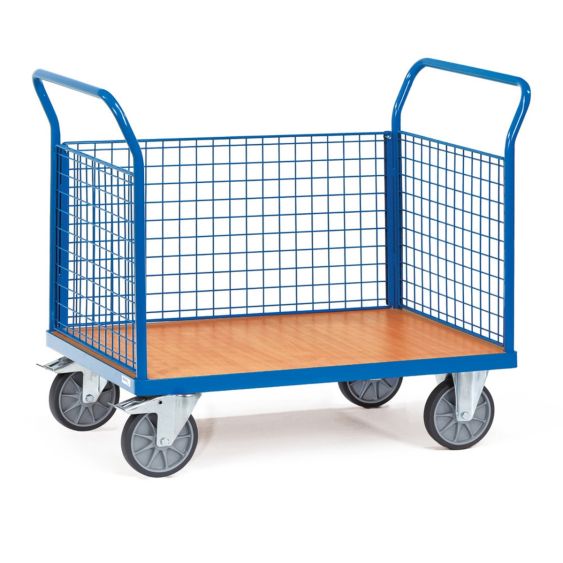 Plateauwagen 600 Kg 1000x580 mm met 3 Gaaswanden