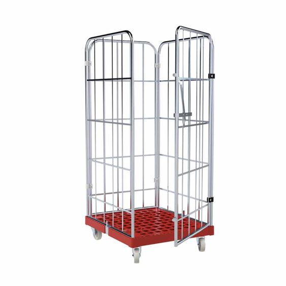 Rolcontainer 1460 Kunststof 4-zijdig met Deur rood